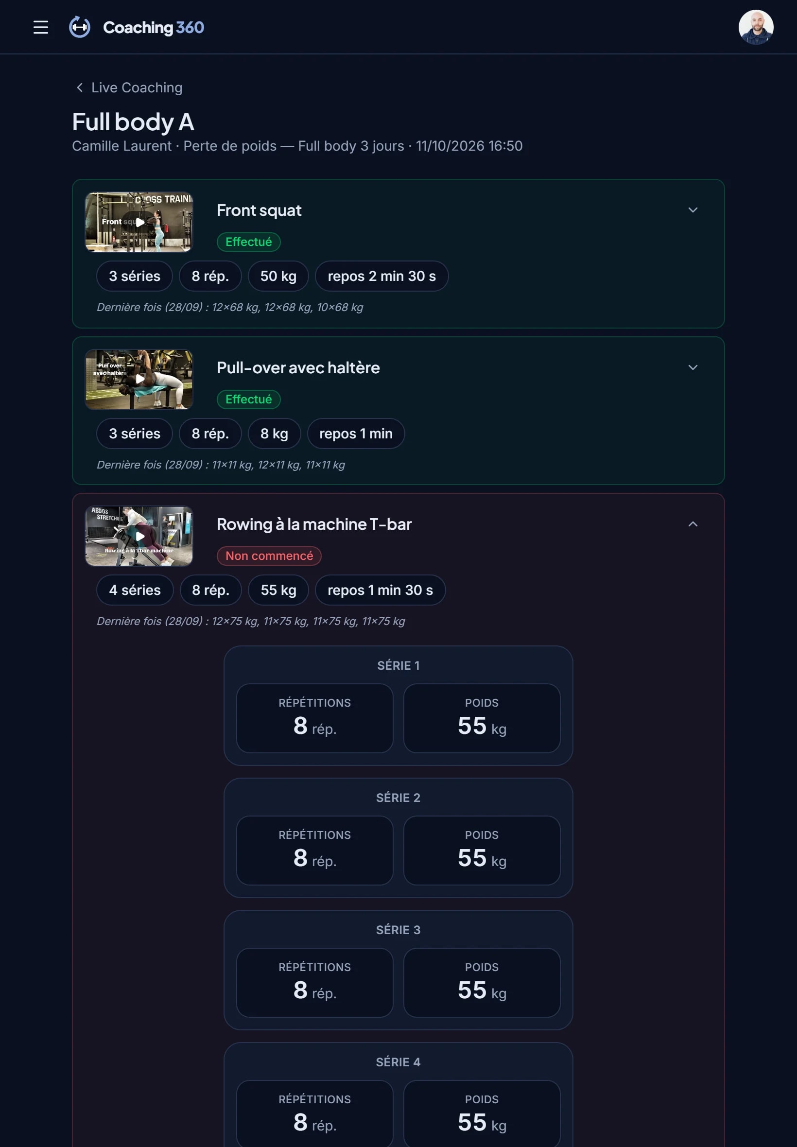 Live Coaching sur tablette